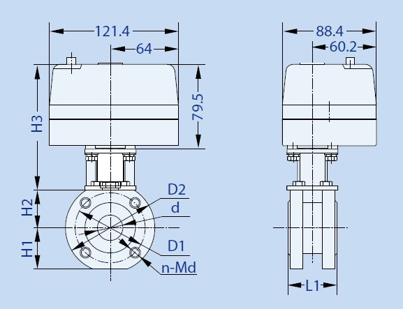 KLD400 2-way motorized valve (flanged, 3/4